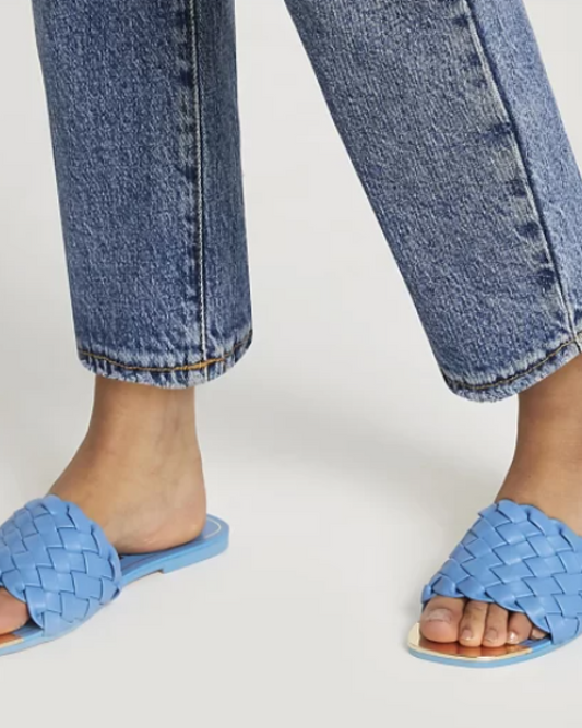 River Island blue Woven Flat Sandal