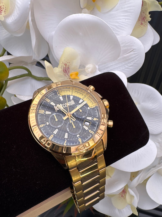 Just Cavalli Black and Gold Tone Watch