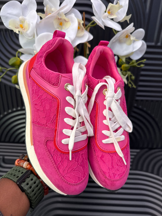 Pink Lace Detail Sneakers