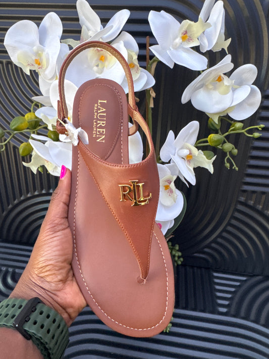 Ralph Lauren Brown T-Bar Sandals