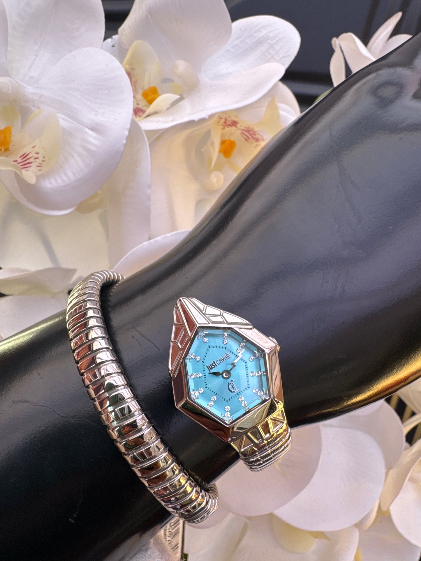 Just Cavalli Signature Silver with blue dial Watch