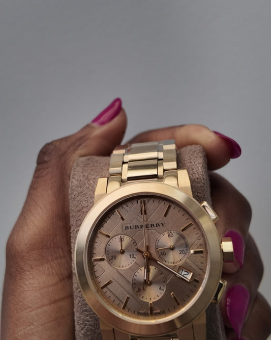 Burberry UNISEX Gold Tone Chronograph 38mm Watch