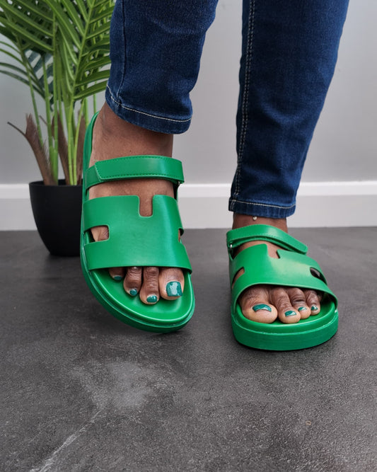 Ladies Green Footbed sandals