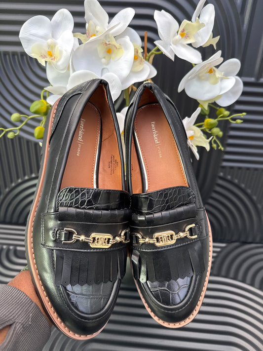 Black Tassel Ladies Loafers