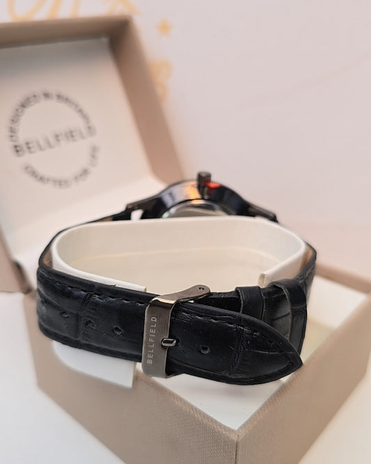 Black Leather Strap watch for men