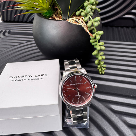 Silver Bracelet Watch with Chocolate Dial