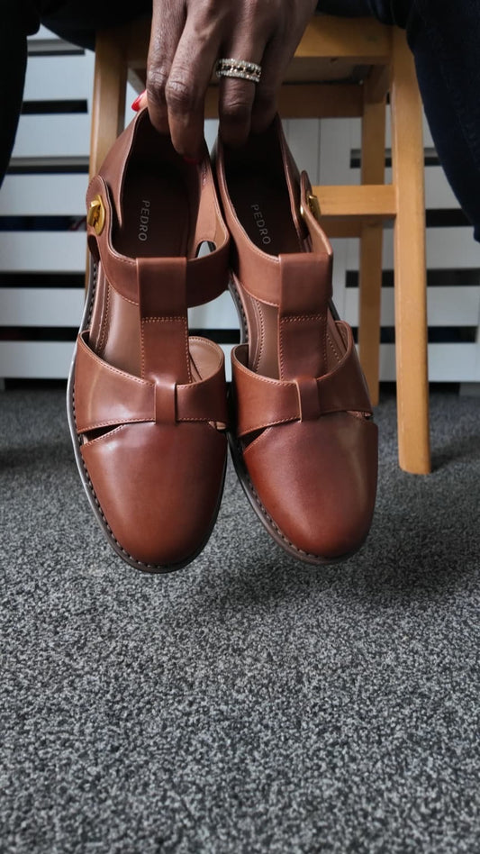 Leather Covered Sandals Brown