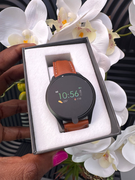 Brown Buckle Strap Smart Watch