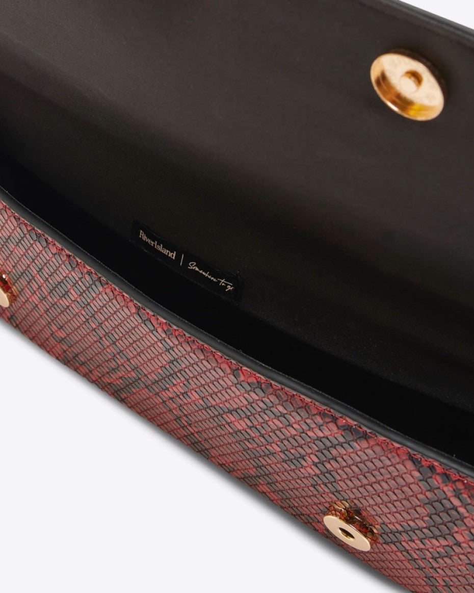 Snake Print Clutch Bag