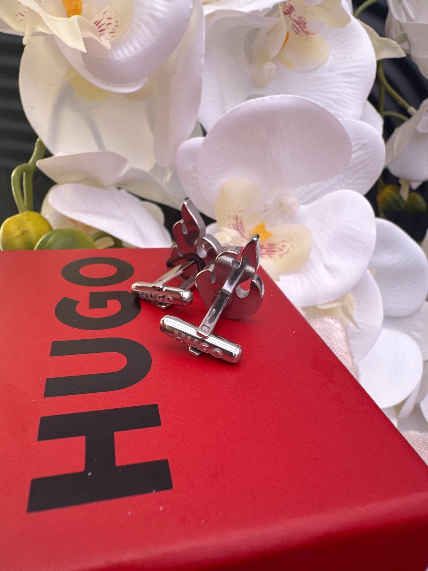 Hugo Boss Stainless Steel Flame Cufflinks
