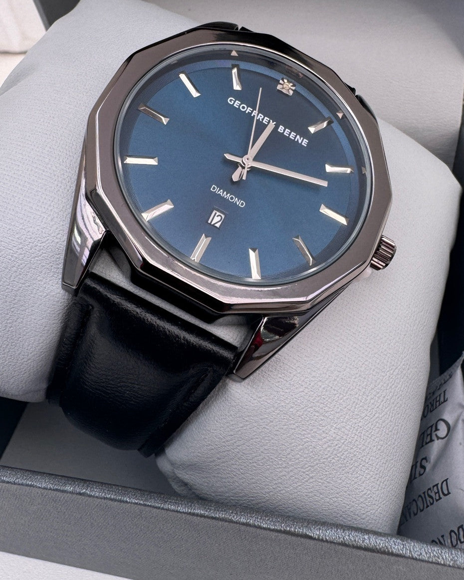 Blue Dial Diamond Octagon Strap Watch