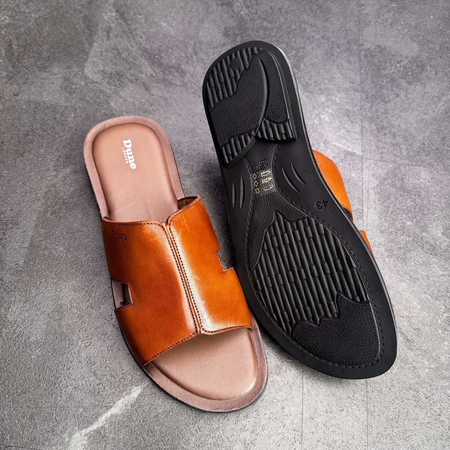 Brown Leather Flat Sandal for men