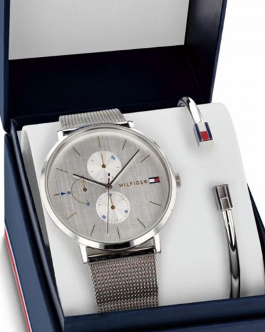 Tommy Hilfiger Silver Watch and Bracelet Set
