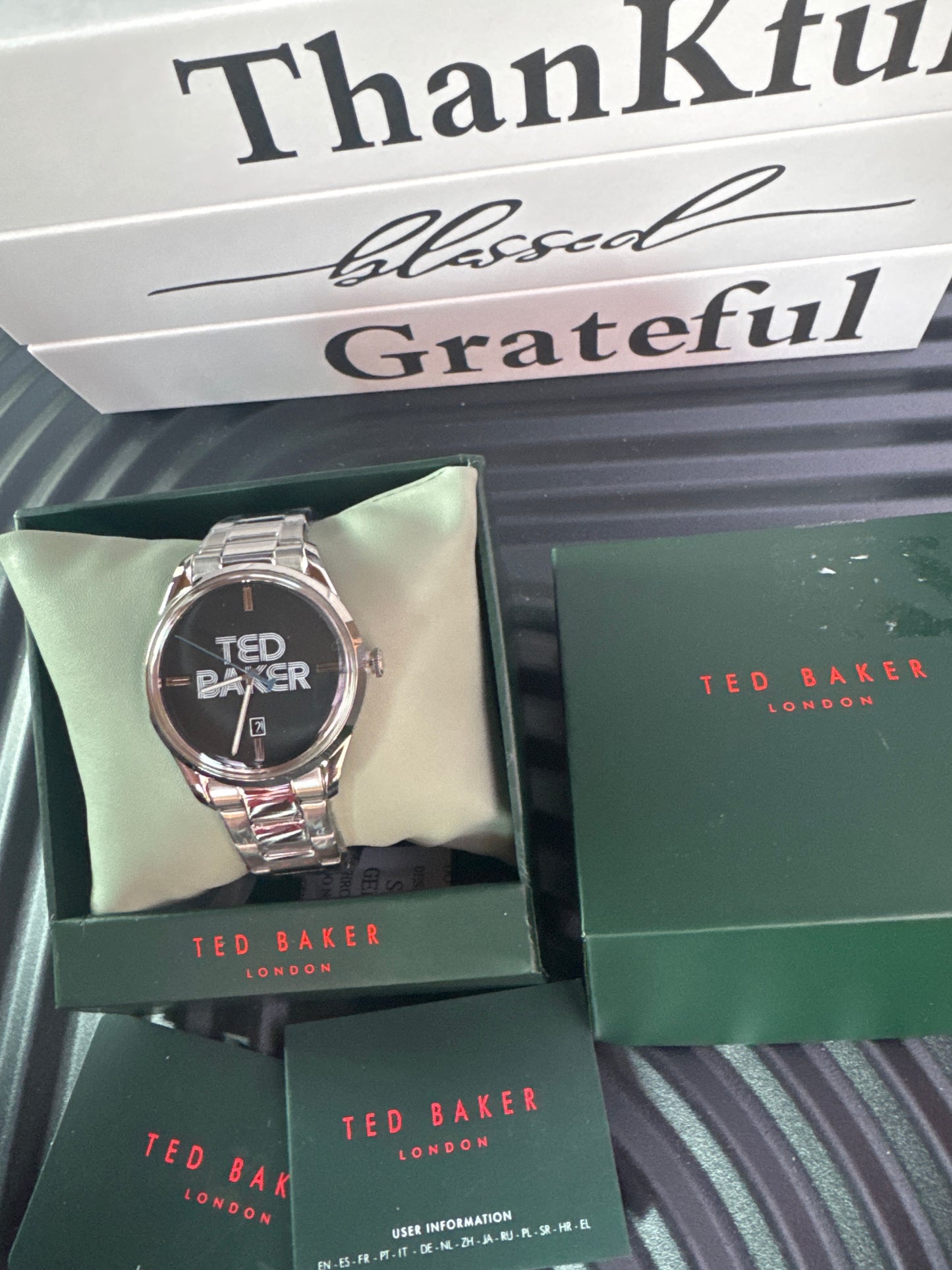 Ted Baker Stainless Steel Bracelet Black Dial Watch