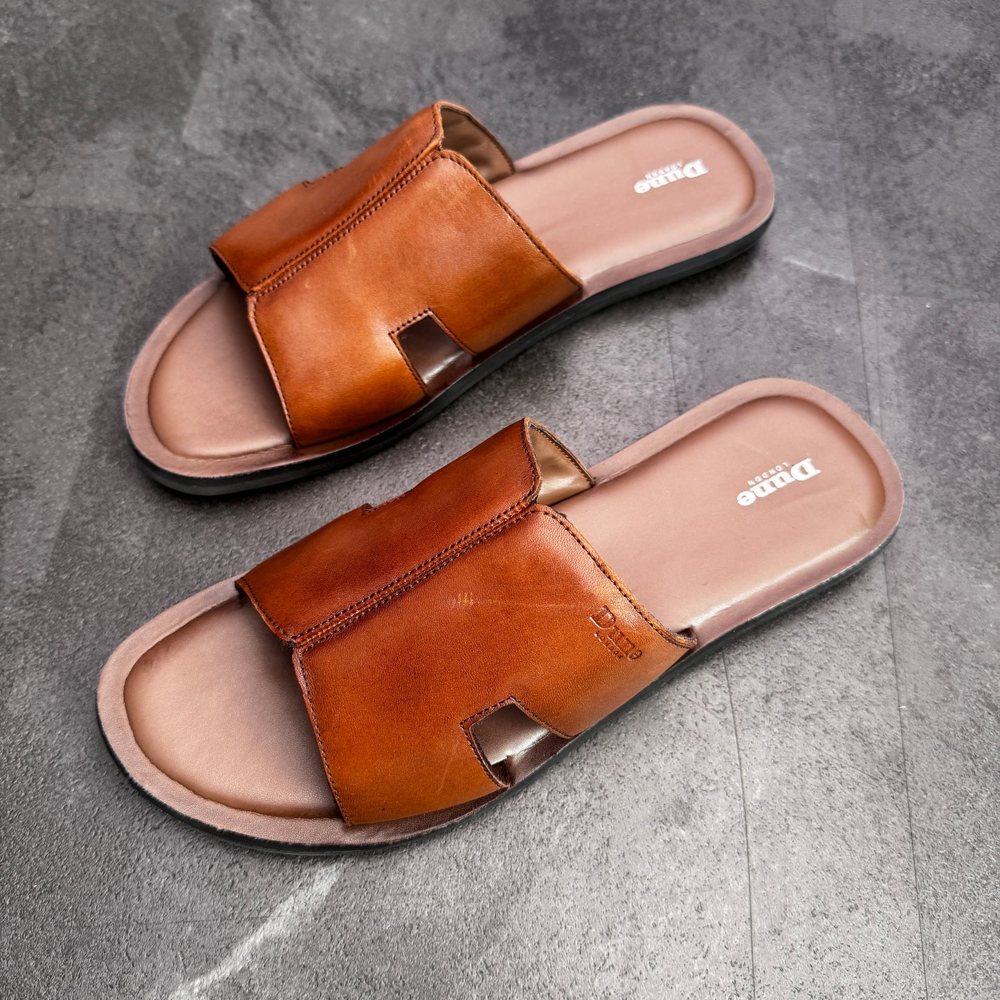 Brown Leather Flat Sandal for men