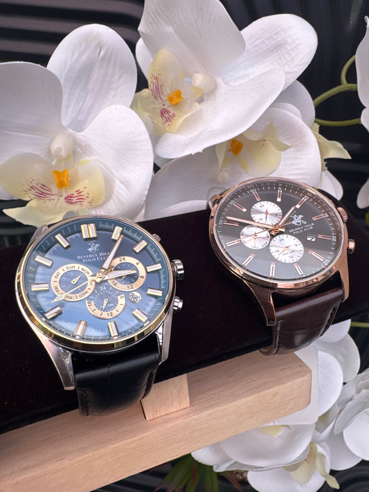 Beverly Hills Polo Club Leather Strap Watch