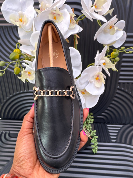 Black Chain Loafers for Ladies
