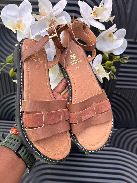 Brown Leather Cleated Sandals