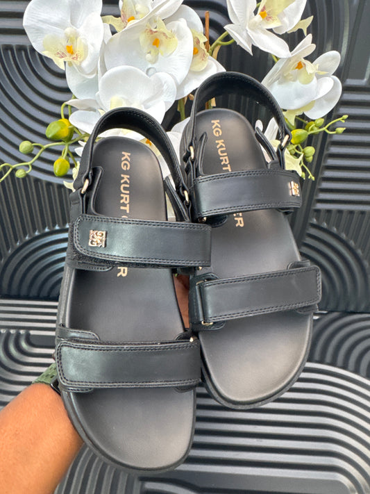 KG Black Leather Sandals for Ladies