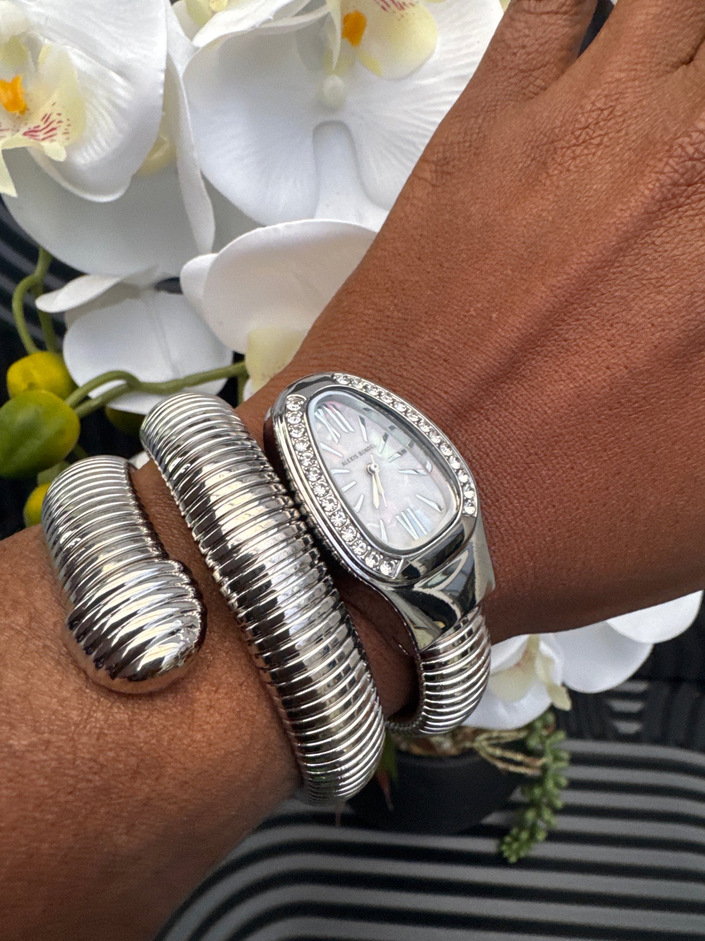 Silver Tone Diamante Embellished Watch