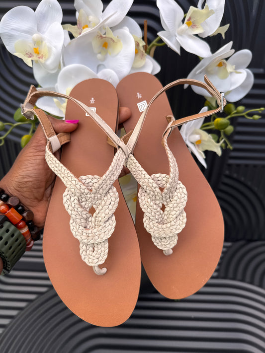 Cream braided sandal