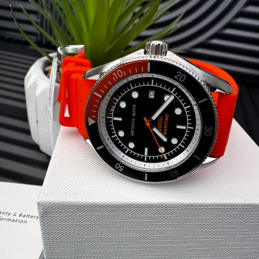 Michael Kors Oversized Silicone Strap Watch in Orange