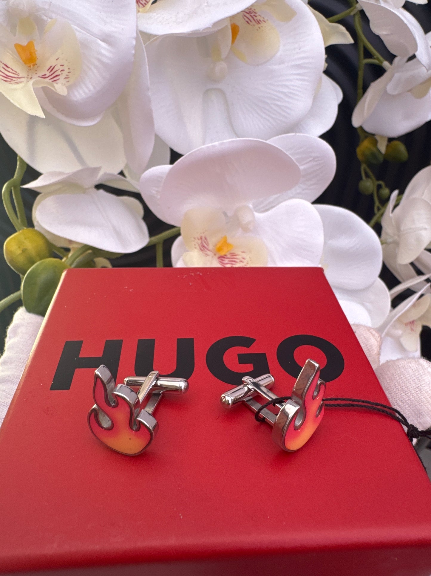 Hugo Boss Stainless Steel Flame Cufflinks