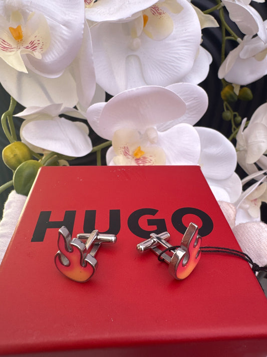 Hugo Boss Stainless Steel Flame Cufflinks