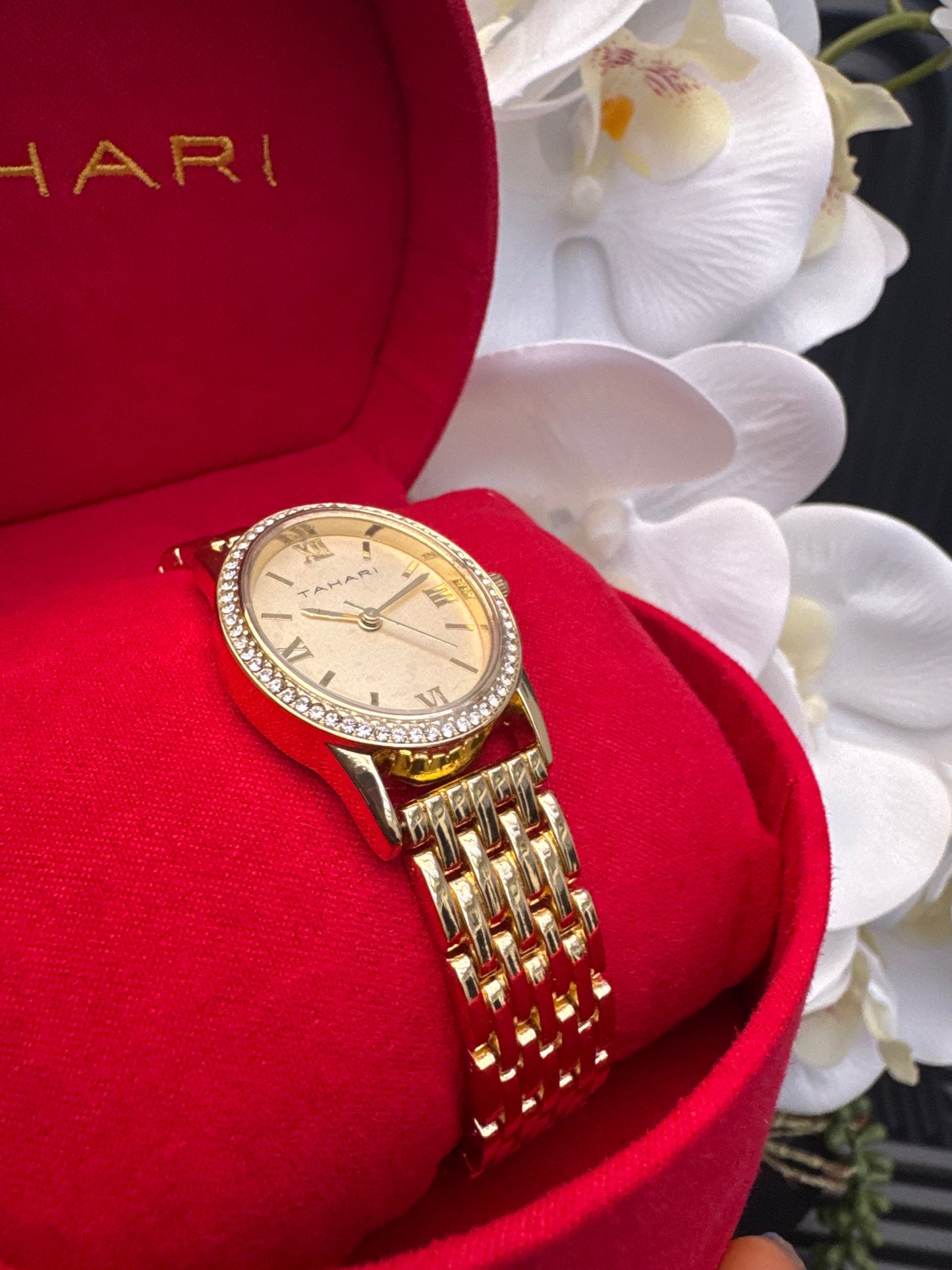 Gold Tone Oval Dial Watch