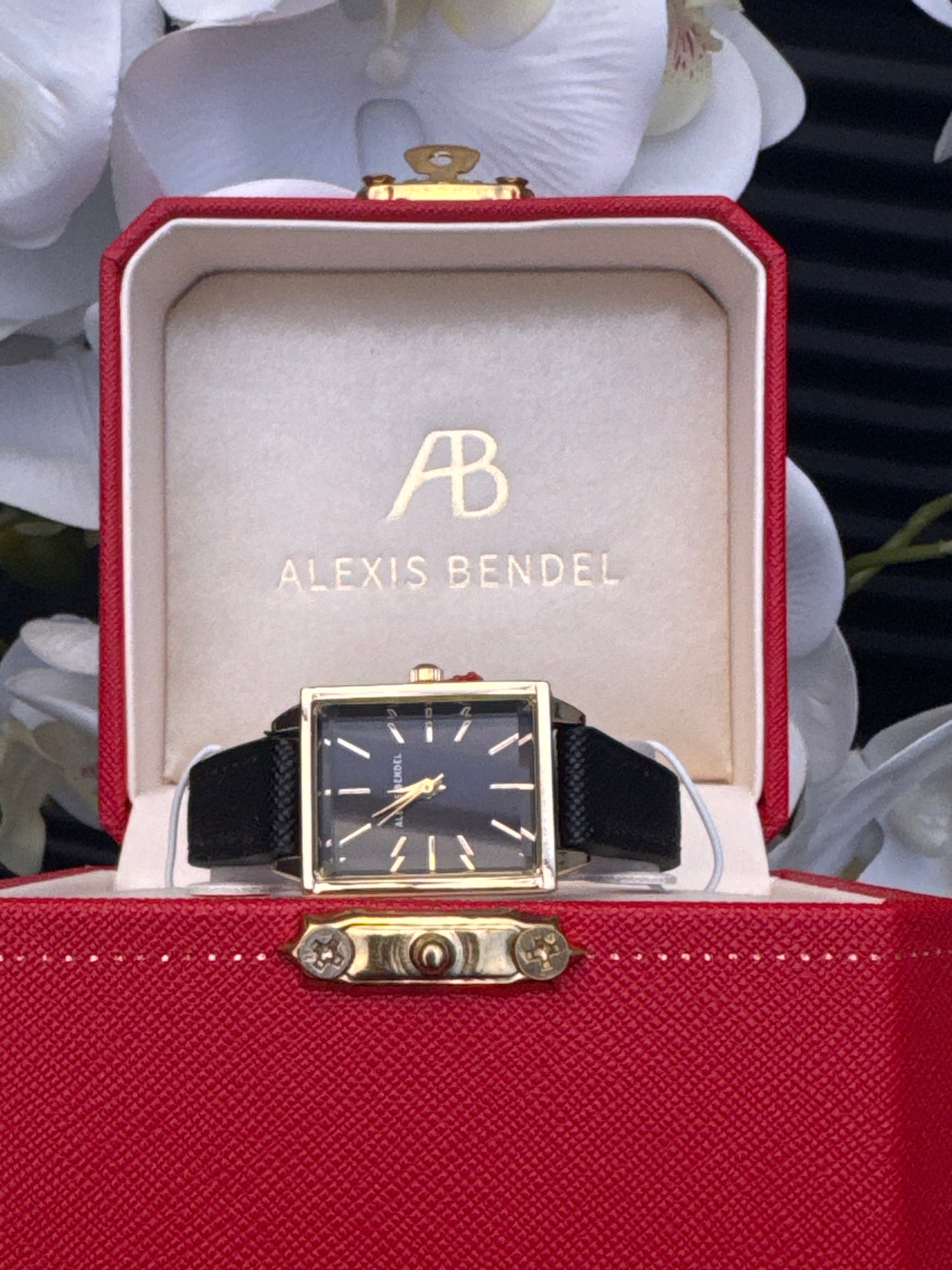 Black & Gold Tone Square Watch