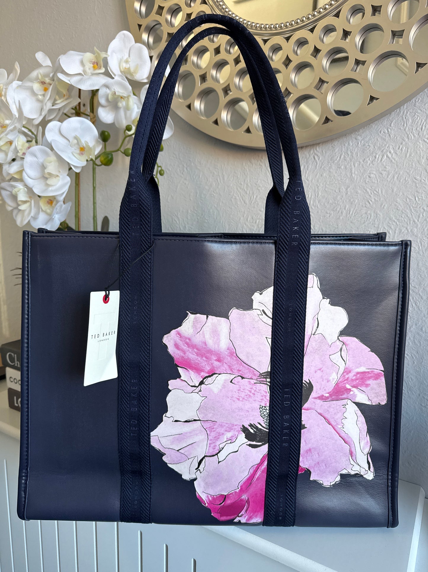 Ted Baker Floral Patterned Leather Tote Bag