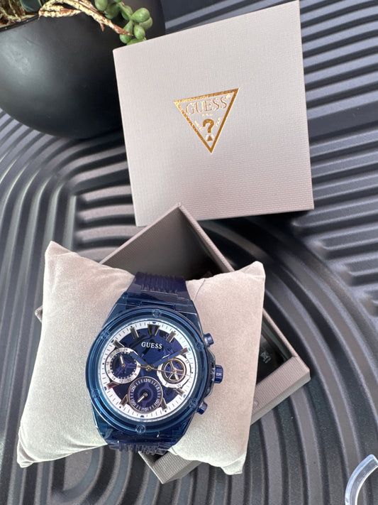 GUESS Blue UNISEX Silicon Strap Watch