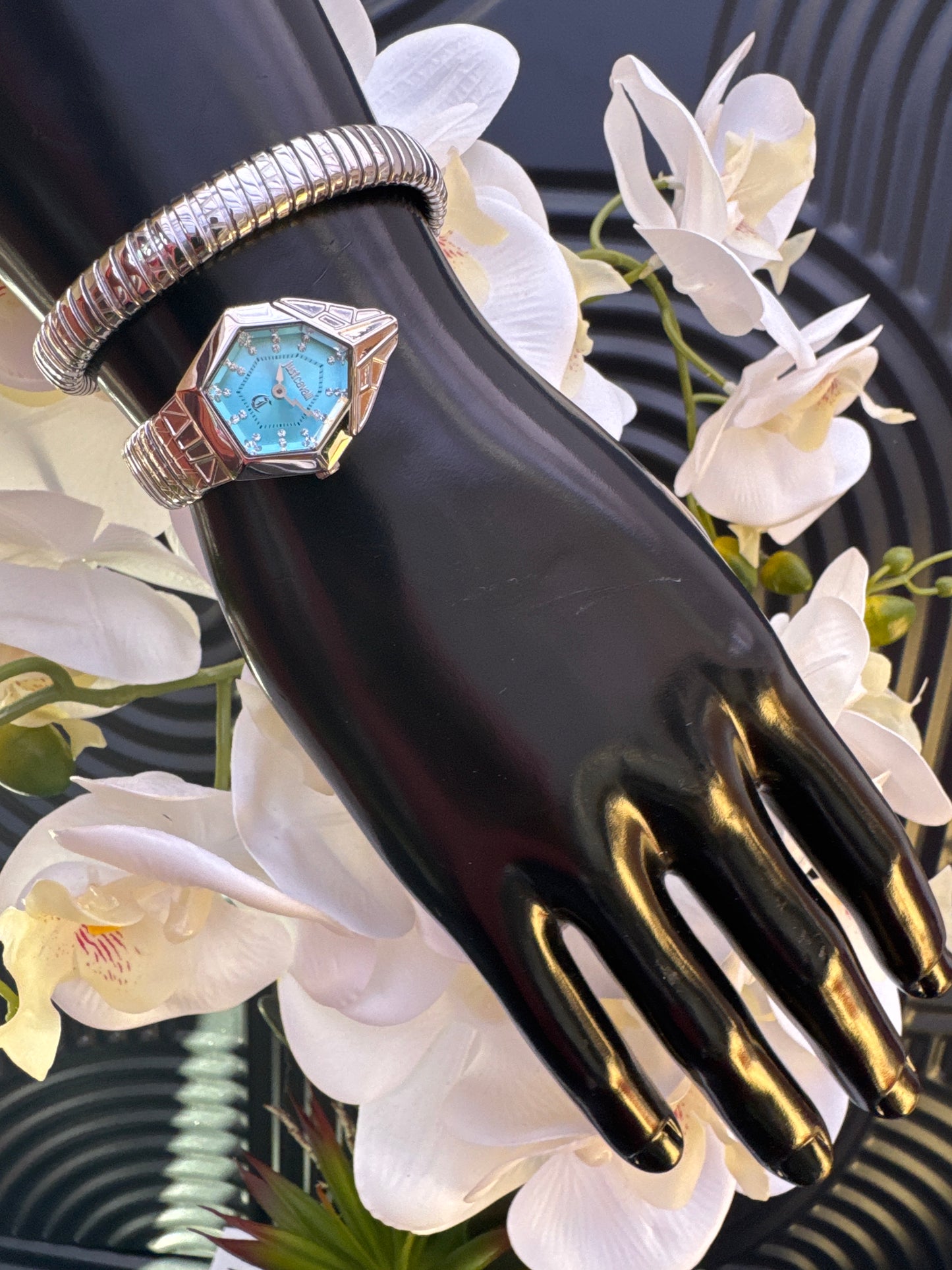 Just Cavalli Signature Silver with blue dial Watch