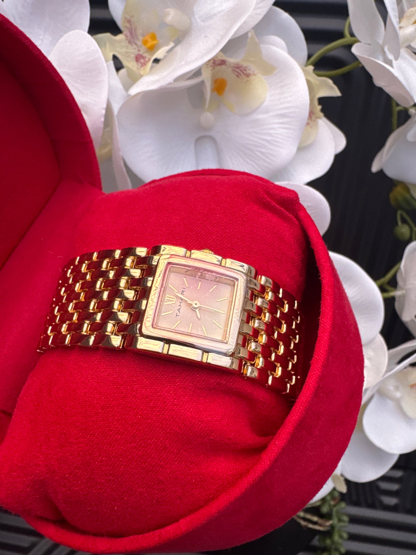 Gold Tone Square Case Watch