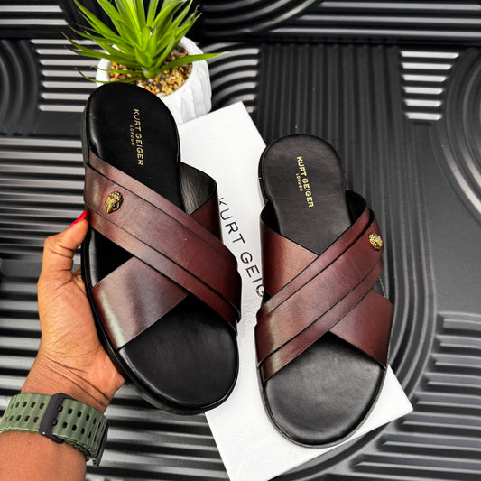 Leather Cross Strap sandal Brown
