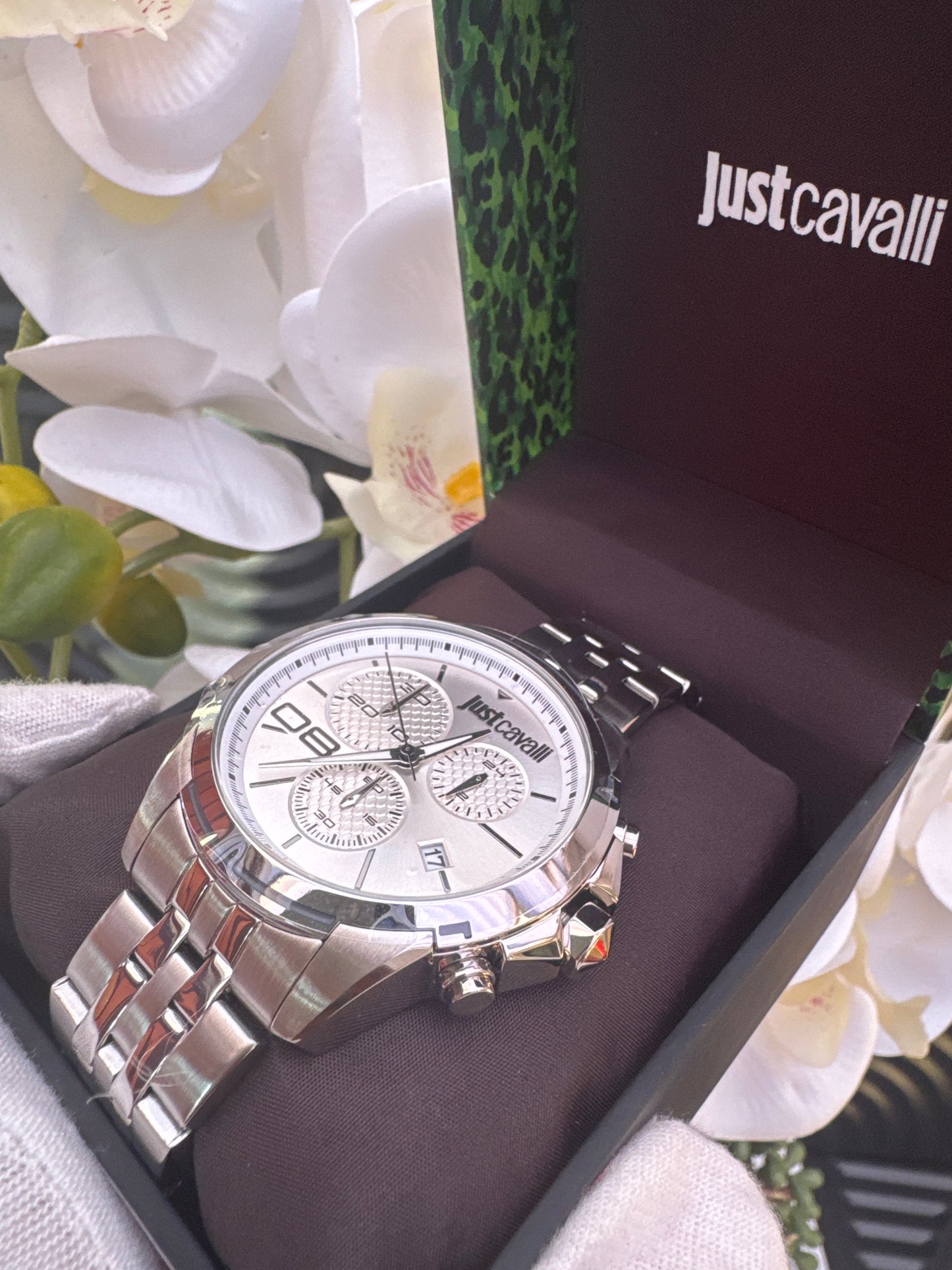 Just Cavalli Chronograph SIlver Watch for men