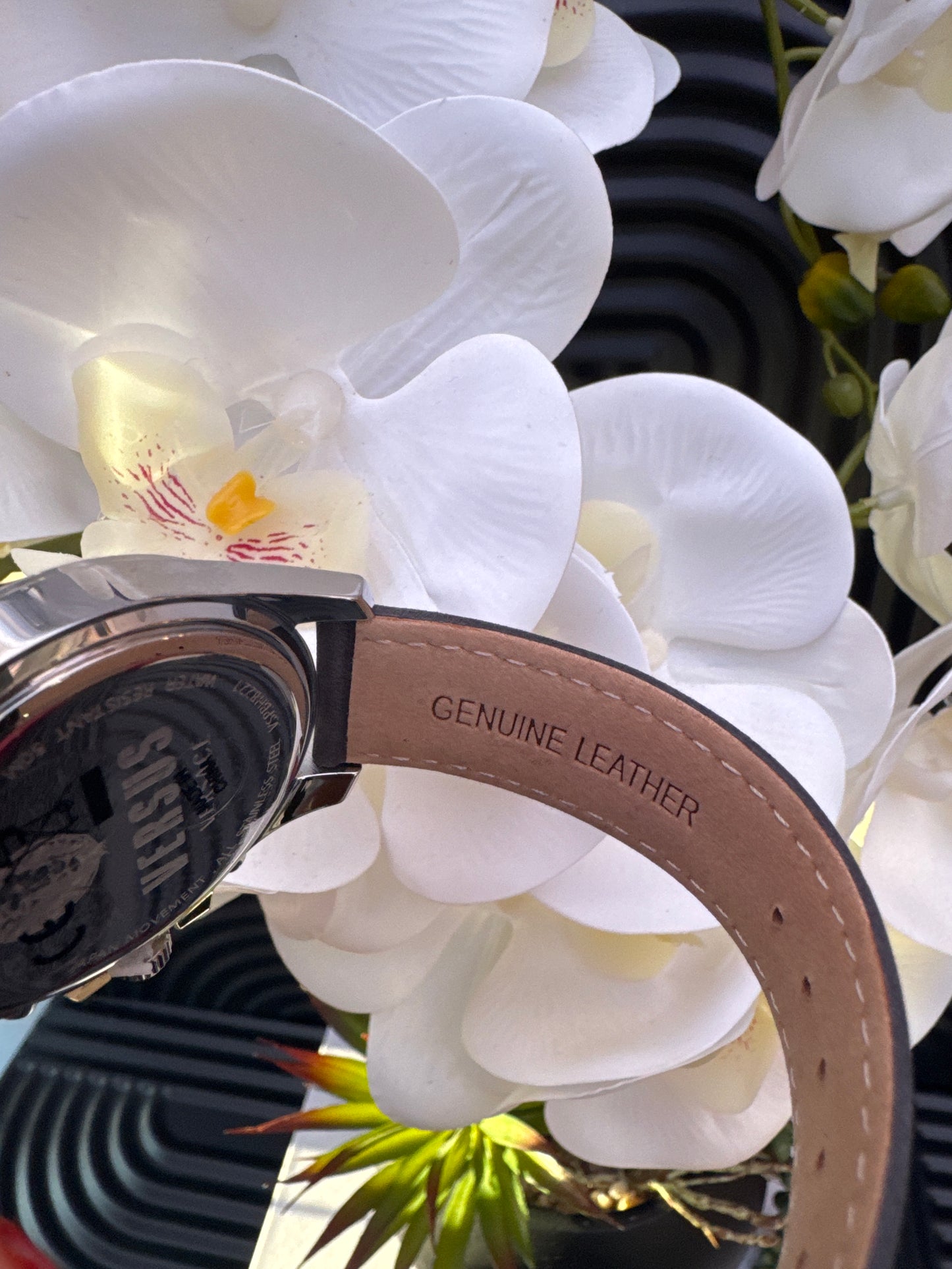 Versus Versace Black Leather Chronograph Watch