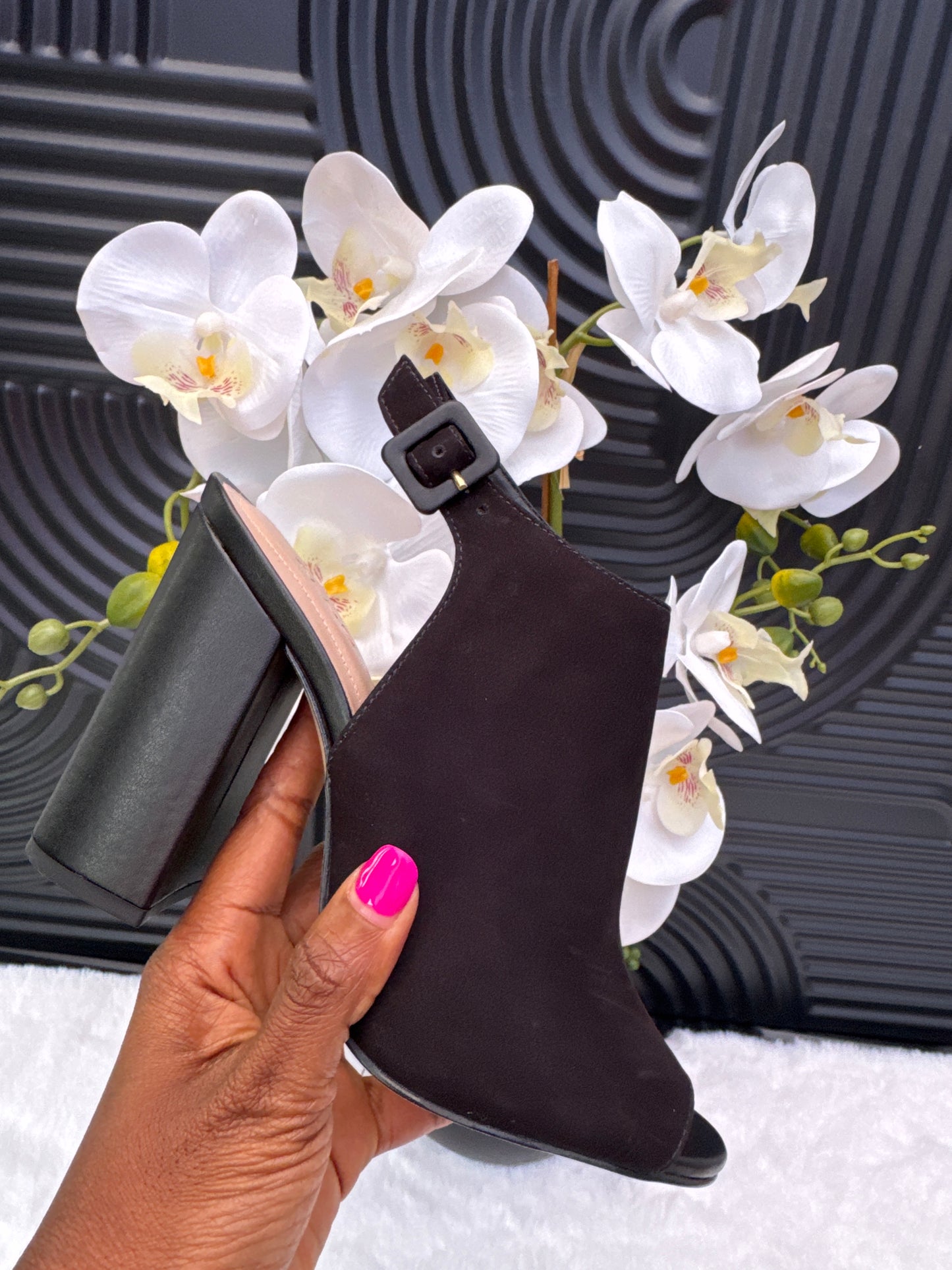 Peep Toe Slingback Mules Color Block