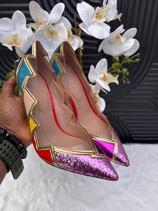 Colour Block Pointed Toe Heels