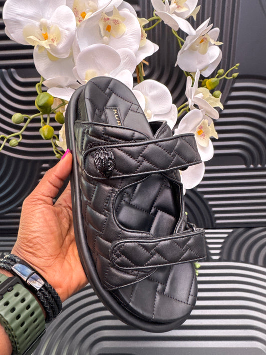 Black Leather Slide Sandal