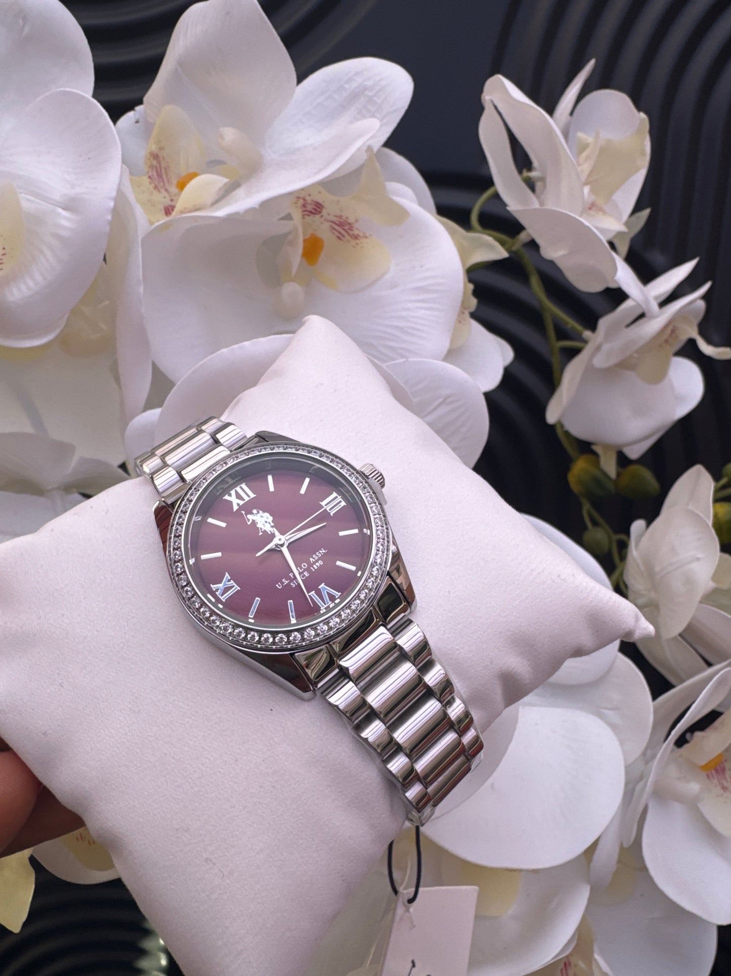 US Polo Silver Tone Watch with Chocolate Dial