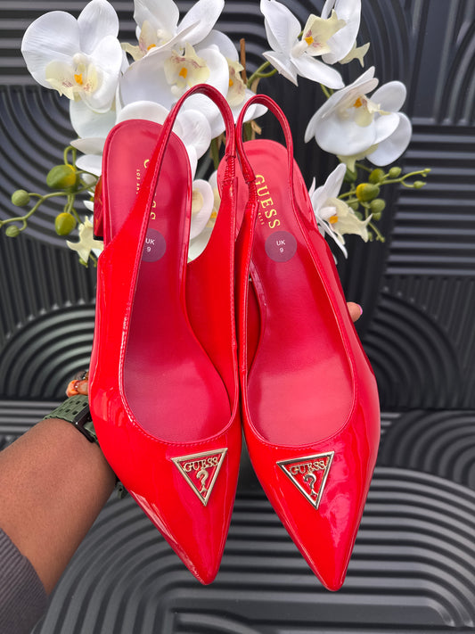 GUESS Red Block Heel Sandal
