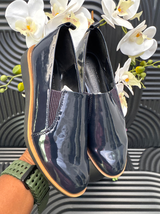 Navy Patent Slip-On Loafers