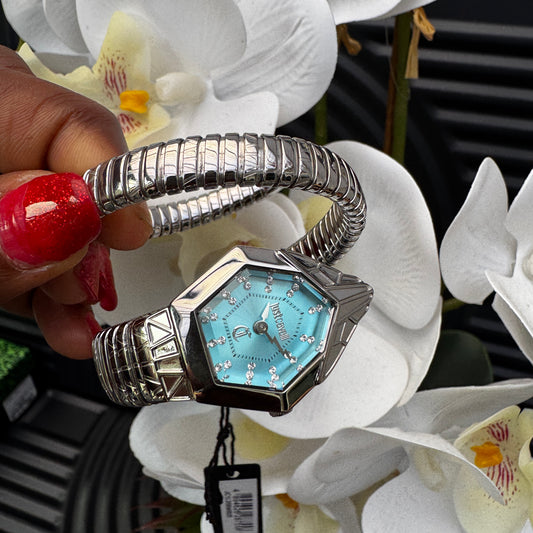Just Cavalli Signature Silver with blue dial Watch