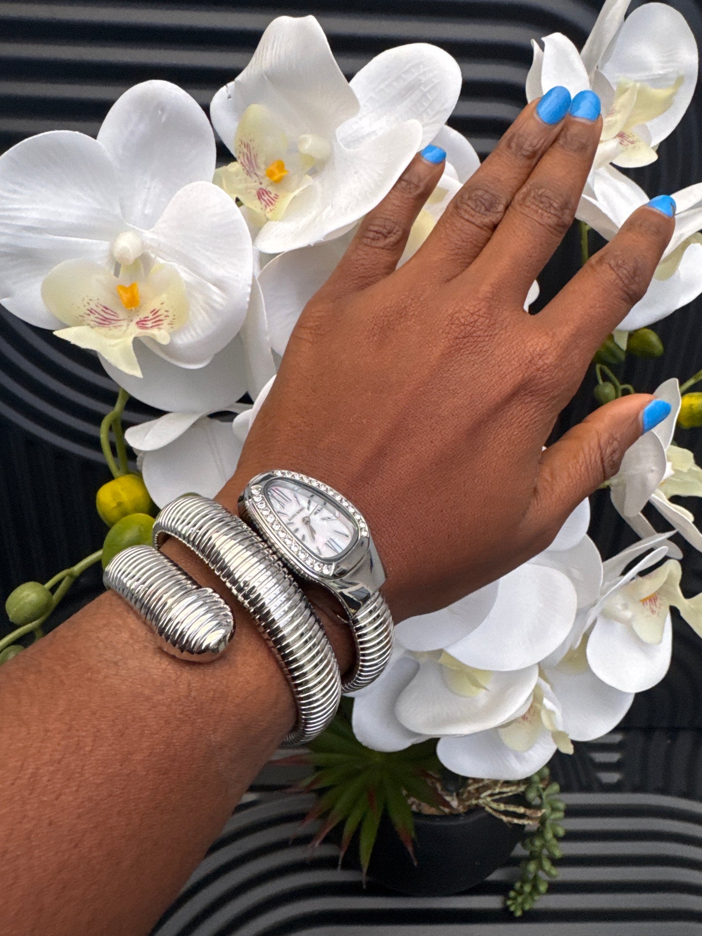 Silver Tone Diamante Embellished Watch