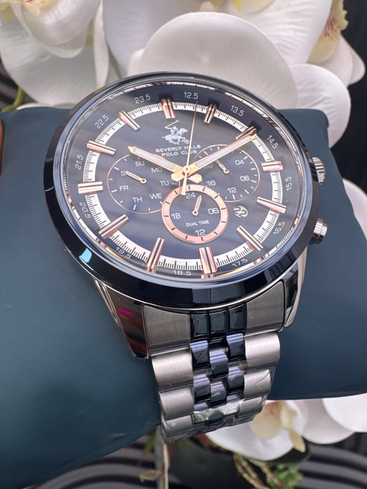 Beverly Hills Polo Club  Navy & Silver Tone Watch
