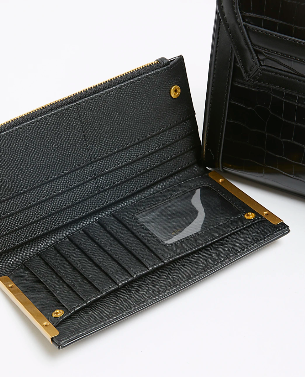 Black Cross Body Top Handle Bag and Purse Set