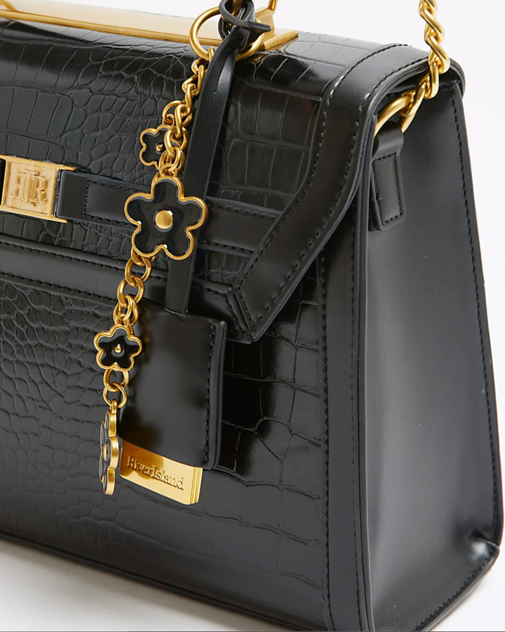 Black Cross Body Top Handle Bag and Purse Set