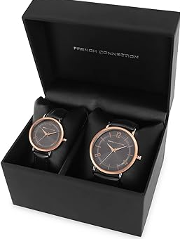French Connection Black Dial His &amp; Hers Set