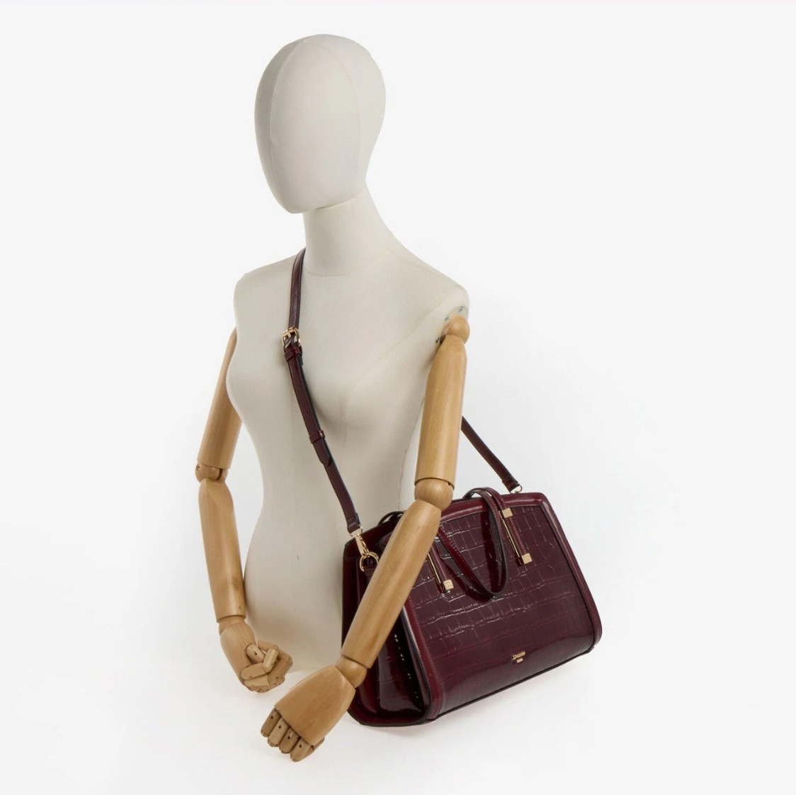 Dune Burgundy Croc Effect Shoulder Bag